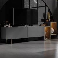 Comodă TV Hanah Home Tenon Anthracite Gold
