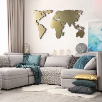 Panou decorativ Wallity World Map Silhouette XL Gold imaginea #5 — magazin online Desire.md