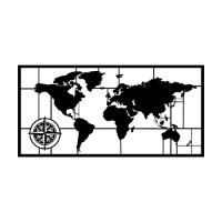 Panou decorativ Wallity World Map Metal Decor 7 Black imaginea #2 — magazin online Desire.md