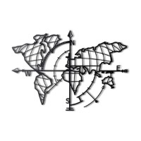 Panou decorativ Wallity World Map Compass Black imaginea #2 — magazin online Desire.md