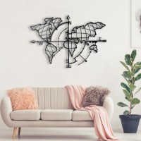 Panou decorativ Wallity World Map Compass Black imaginea #8 — magazin online Desire.md