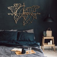 Panou decorativ Wallity World Map Compass Gold imaginea #6 — magazin online Desire.md