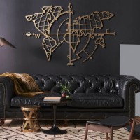 Panou decorativ Wallity World Map Compass Gold imaginea #8 — magazin online Desire.md