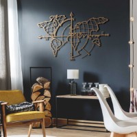 Panou decorativ Wallity World Map Compass Gold imaginea #10 — magazin online Desire.md