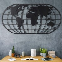 Panou decorativ Wallity World Map Globe Led Black