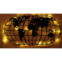 Panou decorativ Wallity World Map Globe Led Black imaginea #2 — magazin online Desire.md