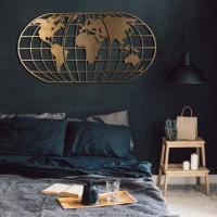 Panou decorativ Wallity World Map Globe Gold imaginea #4 — magazin online Desire.md