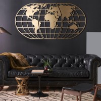 Panou decorativ Wallity World Map Globe Gold imaginea #5 — magazin online Desire.md