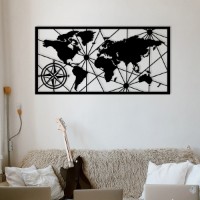 Panou decorativ Wallity World Map Large Metal Wall Decor