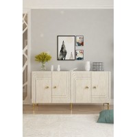 Dulăpior Hanah Home Lessi 150 White Travertine Gold