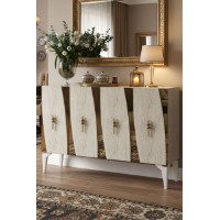 Dulăpior Hanah Home Elips 120 White Travertine Gold