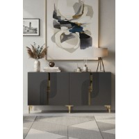 Dulăpior Hanah Home Meyra 180 Anthracite Gold imaginea #2 — magazin online Desire.md