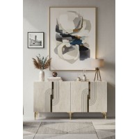 Dulăpior Hanah Home Meyra 180 White Travertine Gold