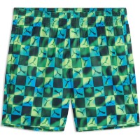 Slip de înot pentru copii Puma Swim Printed Cat Mid Shorts Green/Blue/Lemon, s.152