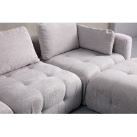 Canapea de colț Atelier Del Sofa Amaris 3 Seater With Pouffe Light Grey imaginea #4 — magazin online Desire.md