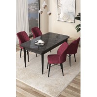 Set mobilă pentru bucătărie Hanah Home Arp Black Marble Burgundy