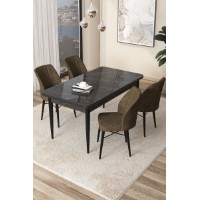Set mobilă pentru bucătărie Hanah Home Arp Black Marble Brown
