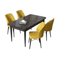 Set mobilă pentru bucătărie Hanah Home Arp Black Marble Mustard imaginea #2 — magazin online Desire.md