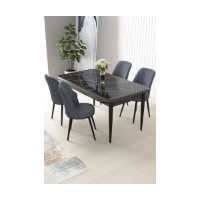 Set mobilă pentru bucătărie Hanah Home Nil Black Marble Fume