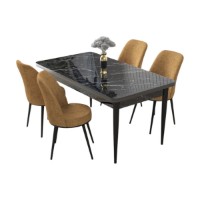 Set mobilă pentru bucătărie Hanah Home Nil Black Marble Cappuccino imaginea #2 — magazin online Desire.md