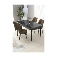 Set mobilă pentru bucătărie Hanah Home Nil Black Marble Brown
