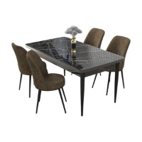 Set mobilă pentru bucătărie Hanah Home Nil Black Marble Brown imaginea #2 — magazin online Desire.md