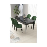 Set mobilă pentru bucătărie Hanah Home Nil Black Marble Khaki