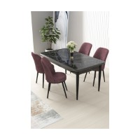 Set mobilă pentru bucătărie Hanah Home Nil Black Marble Dusty Rose