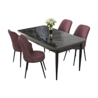 Set mobilă pentru bucătărie Hanah Home Nil Black Marble Dusty Rose imaginea #2 — magazin online Desire.md