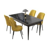 Set mobilă pentru bucătărie Hanah Home Nil Black Marble Mustard imaginea #2 — magazin online Desire.md