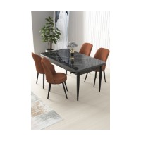 Set mobilă pentru bucătărie Hanah Home Nil Black Marble Tile Red