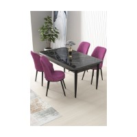 Set mobilă pentru bucătărie Hanah Home Nil Black Marble Purple