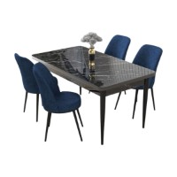 Set mobilă pentru bucătărie Hanah Home Nil Black Marble Navy Blue imaginea #2 — magazin online Desire.md