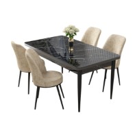 Set mobilă pentru bucătărie Hanah Home Nil Black Marble Cream imaginea #2 — magazin online Desire.md
