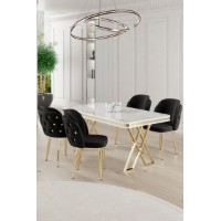 Set mobilă pentru bucătărie Hanah Home Rigel White Gold Black