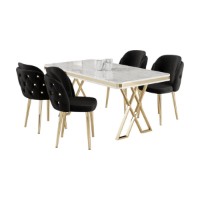 Set mobilă pentru bucătărie Hanah Home Rigel White Gold Black imaginea #2 — magazin online Desire.md