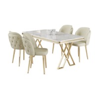 Set mobilă pentru bucătărie Hanah Home Rigel White Gold Cream imaginea #2 — magazin online Desire.md