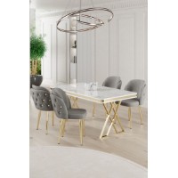Set mobilă pentru bucătărie Hanah Home Rigel White Gold Grey