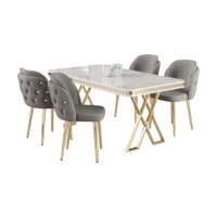 Set mobilă pentru bucătărie Hanah Home Rigel White Gold Grey imaginea #2 — magazin online Desire.md