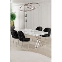 Set mobilă pentru bucătărie Hanah Home Rigel White Chrome Black