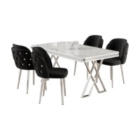 Set mobilă pentru bucătărie Hanah Home Rigel White Chrome Black imaginea #2 — magazin online Desire.md