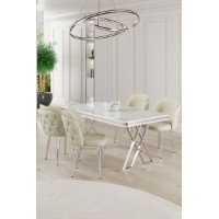 Set mobilă pentru bucătărie Hanah Home Rigel White Chrome Cream