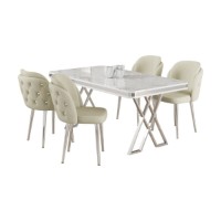 Set mobilă pentru bucătărie Hanah Home Rigel White Chrome Cream imaginea #2 — magazin online Desire.md