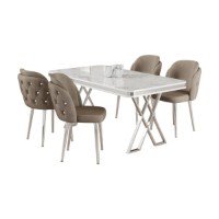 Set mobilă pentru bucătărie Hanah Home Rigel White Chrome Cappuccino imaginea #2 — magazin online Desire.md