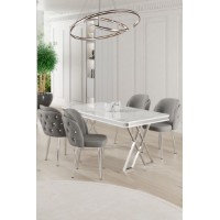 Set mobilă pentru bucătărie Hanah Home Rigel White Chrome Grey