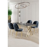 Set mobilă pentru bucătărie Hanah Home Rigel Black Marble Gold Anthracite