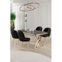 Set mobilă pentru bucătărie Hanah Home Rigel Black Marble Gold Black