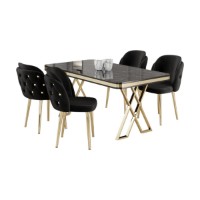 Set mobilă pentru bucătărie Hanah Home Rigel Black Marble Gold Black imaginea #2 — magazin online Desire.md