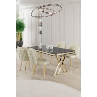 Set mobilă pentru bucătărie Hanah Home Rigel Black Marble Gold Cream