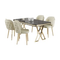 Set mobilă pentru bucătărie Hanah Home Rigel Black Marble Gold Cream imaginea #2 — magazin online Desire.md